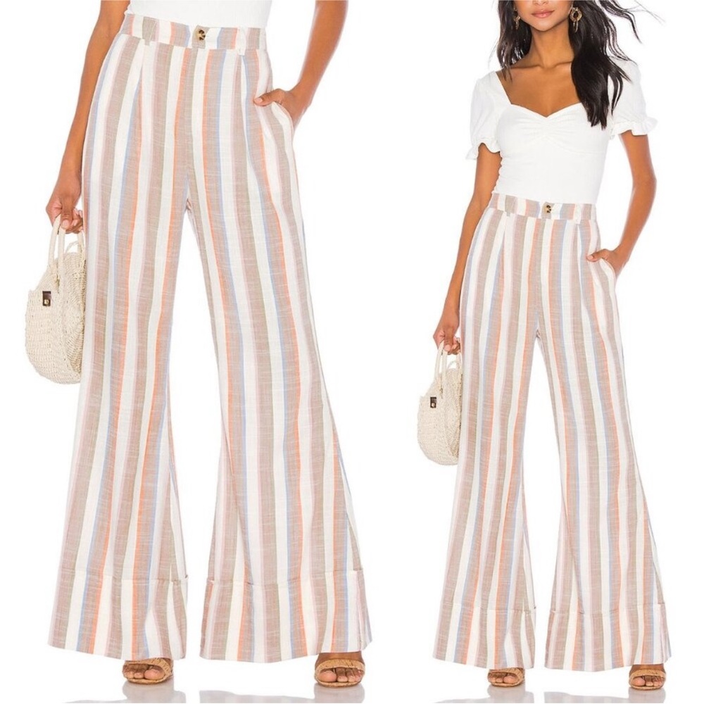 Show Me Your Mumu Edison Pants Wide Flare Leg Multicolor Striped 32